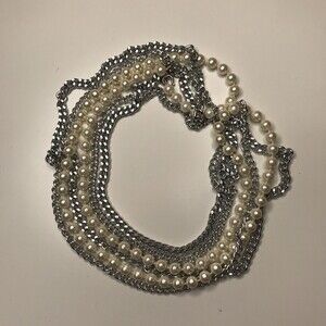 Vintage Necklace Lot of 3 Faux Pearl and Silvertone Randon w Seperate Pendant